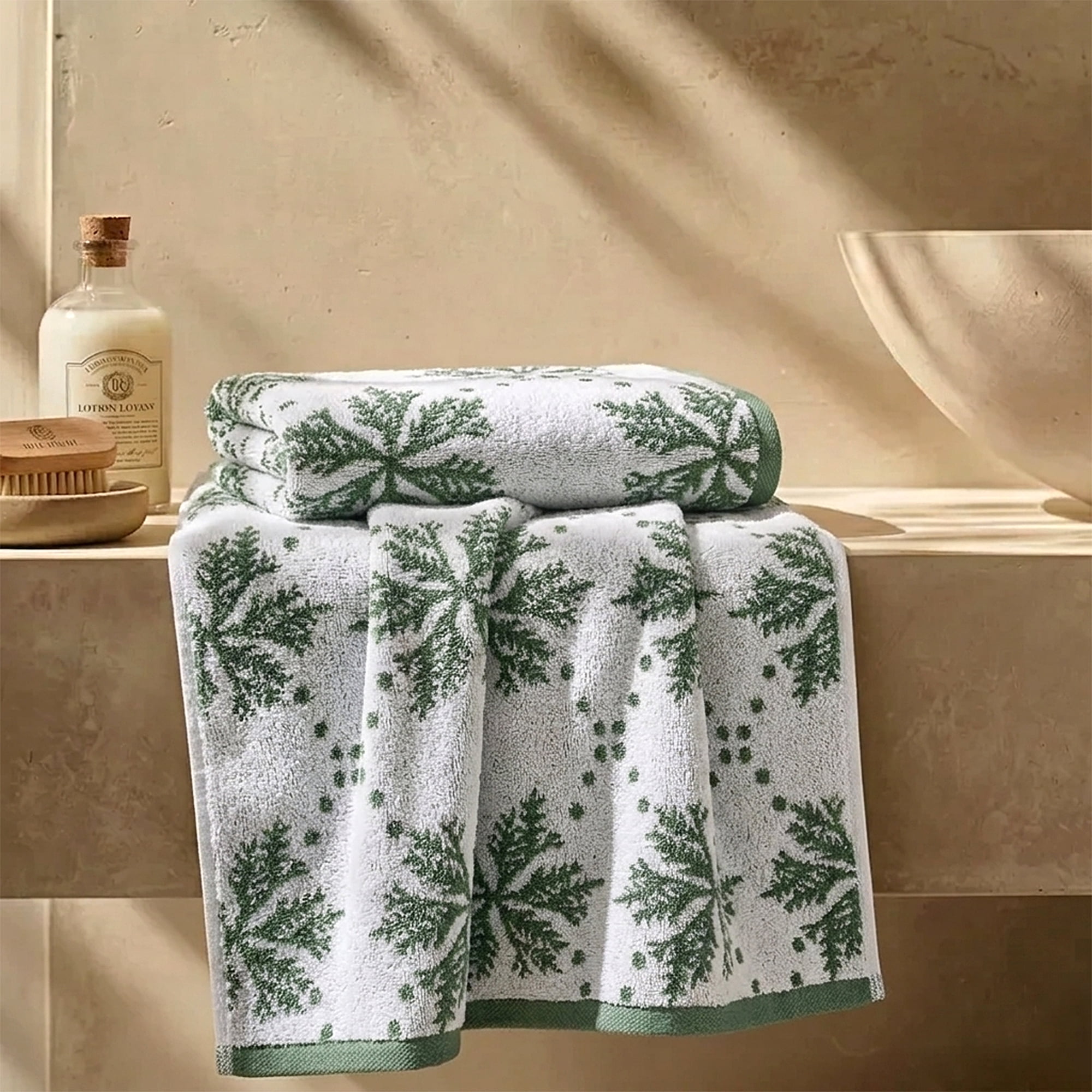 Holiday Time 100% Cotton Jacquard Hand Towels, Snowflake Pattern, 2-Piece Set, 16 x 26 in