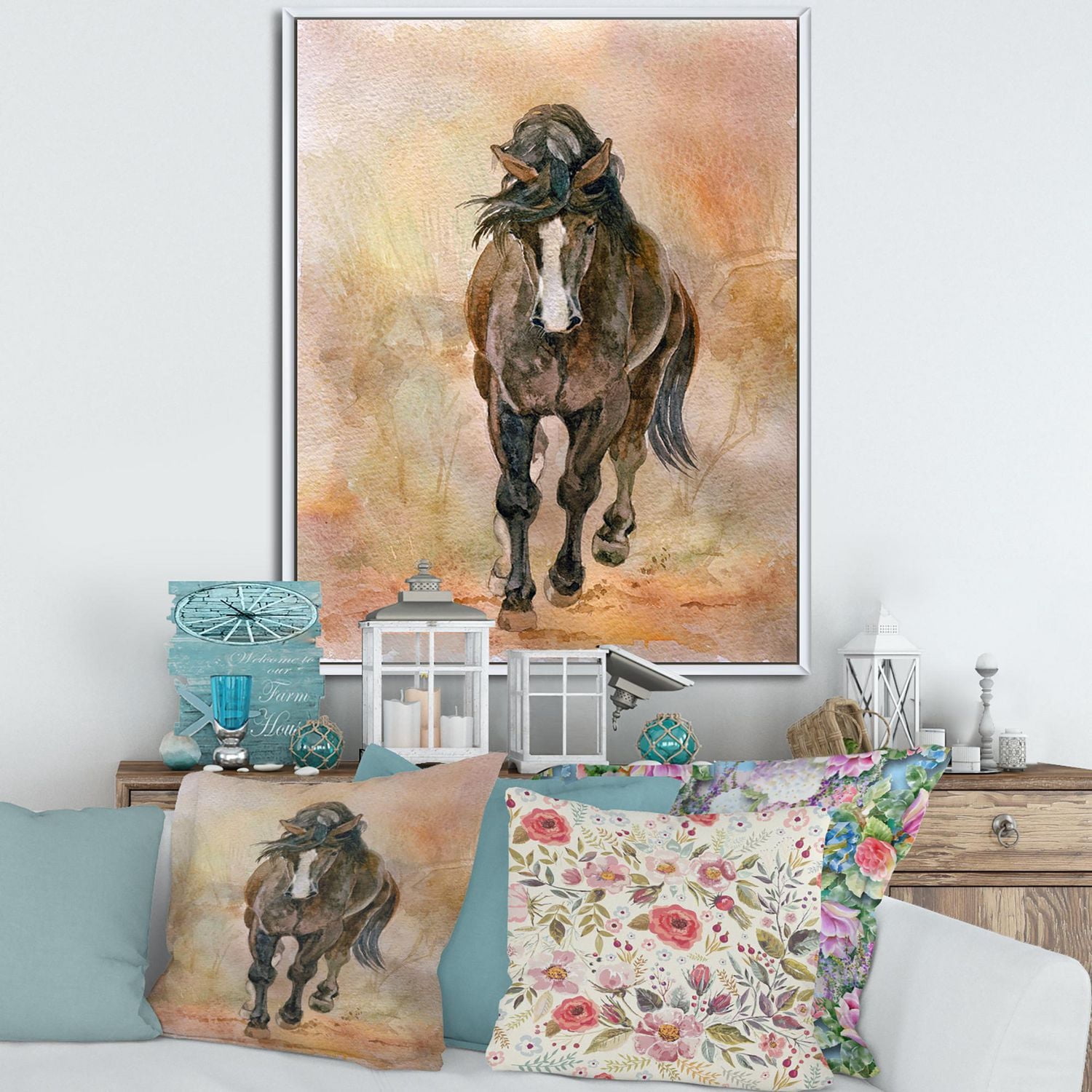 Designart Portrait De Beau Cheval Alezan II ART MURAL À CADRE FLOTT