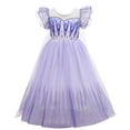 thumbnail image 1 of Princess Elsa Girl Mesh Cape Dress Halloween Birthday Party Cosplay Costume, 1 of 6