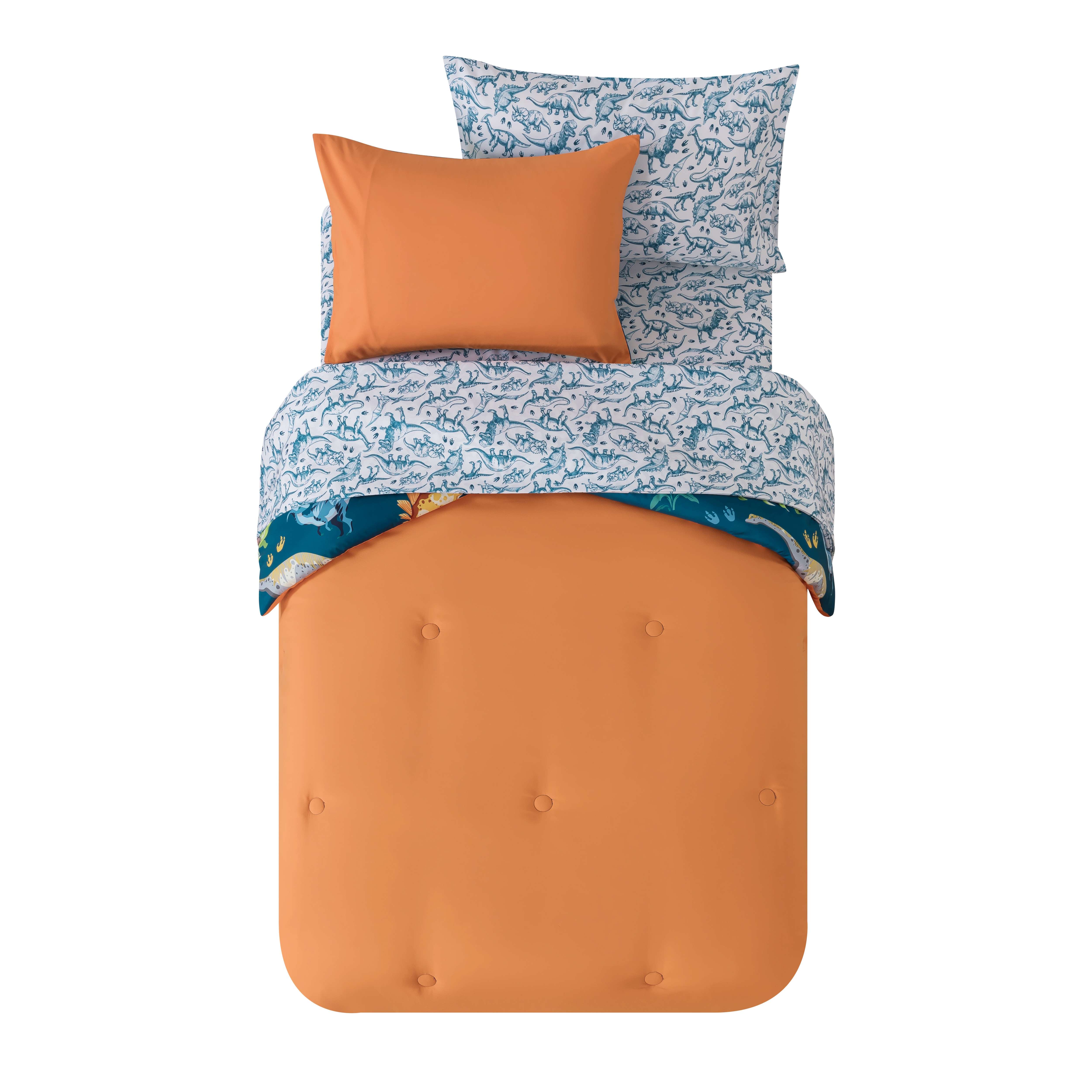 Mainstays Ensemble de literie 5 pièces « lit dans un sac » pour enfants dinosaures, couette réversible, lit simple (Twin)