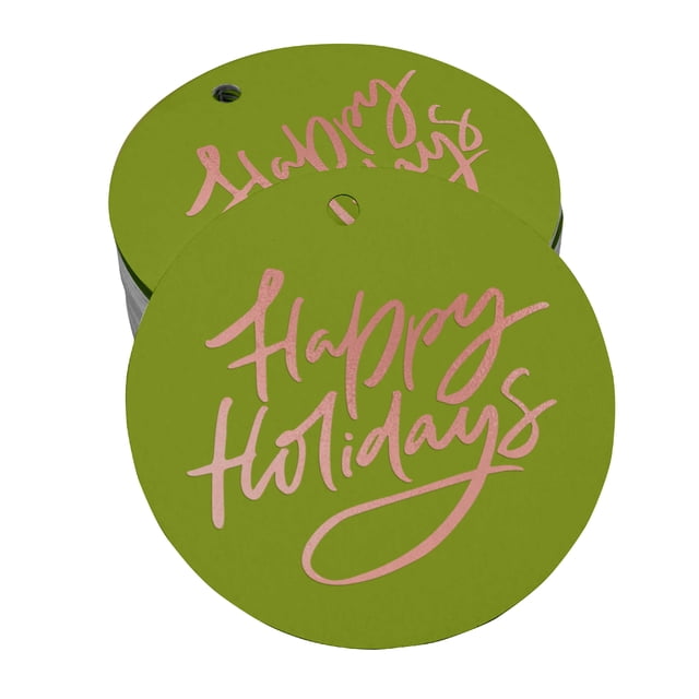Inkdotpot Rose Gold Foil Paper Hang Tags Happy Holiday Favor Tags 100 Pieces