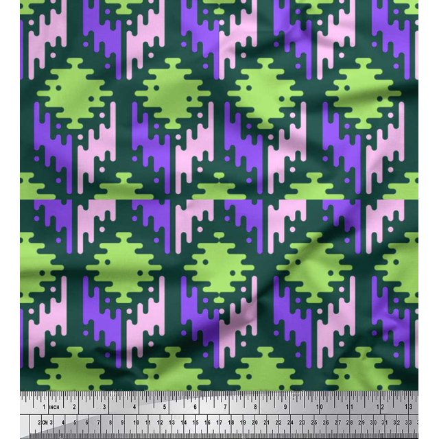 Soimoi Green Cotton Duck Fabric Aztec Geometric Fabric Prints By Yard 56 Inch Wide