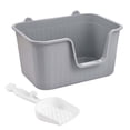 thumbnail image 2 of DOLITY Cat Litter Basin Bedpan Kitten Potty Toilet with Portable Open Gray XL, 2 of 9