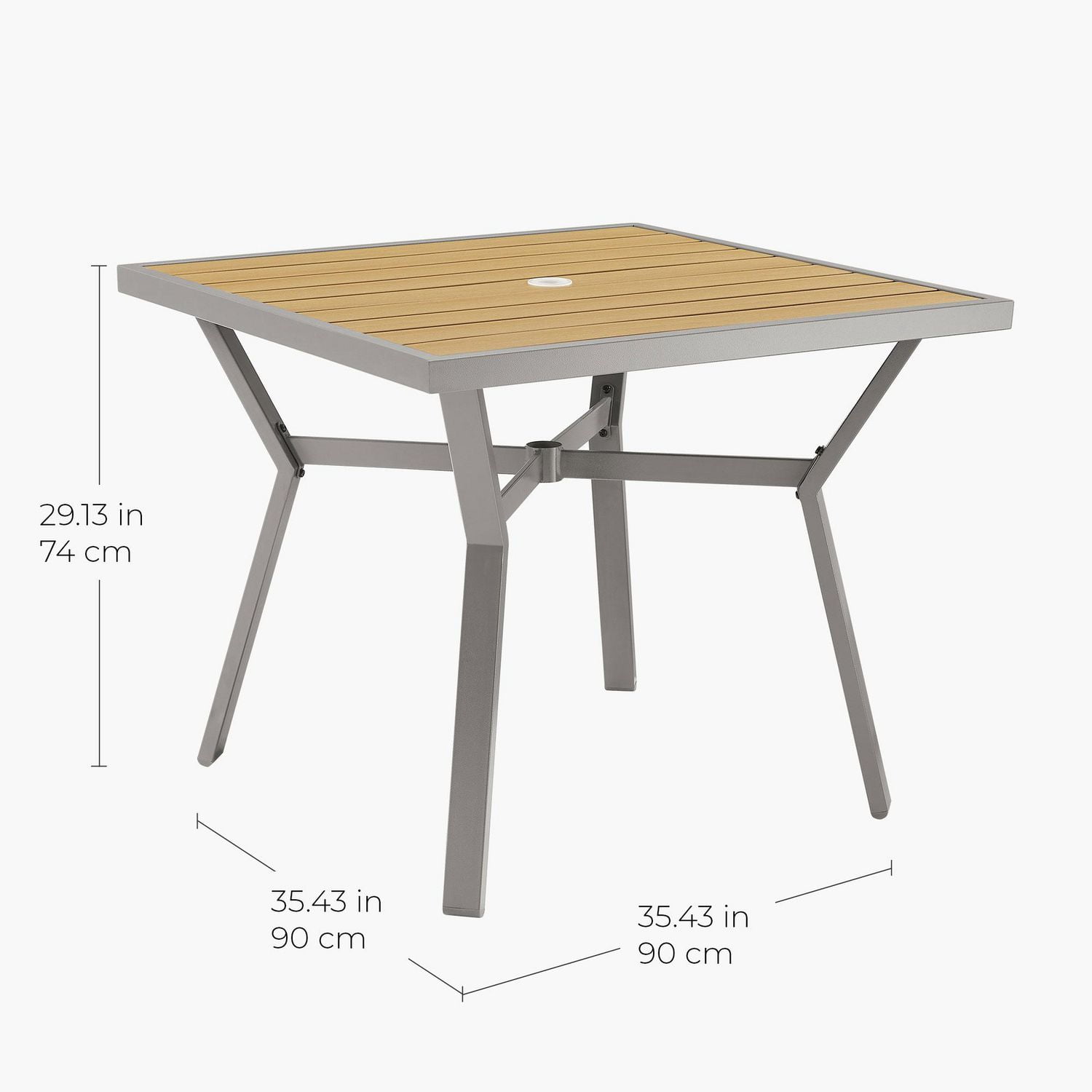 Songmics Home Sencillo Collection - Patio Table with Umbrella Hole, Faux Wood, Gray and Beige