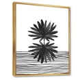 thumbnail image 2 of Designart Feuille tropicale noire et blanche sur rayures II ART MURAL À CADRE FLOTTÉ, 2 of 4