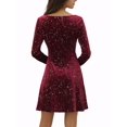 thumbnail image 3 of INSPIRE CHIC Robe de Soirée pour Femme à Imprimé d'Étoiles, Encolure Carrée, Mini Robe Vintage de Bal en Velours, L Rouge, 3 of 6