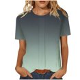 thumbnail image 2 of TIMIFIS Hauts Tendance pour Femmes T-Shirts à Dégradé Col Rond Été Manches Courtes Chandail Printemps Léger Confortable Sortie Vacances Tenue Blouse Hauts, 2 of 7
