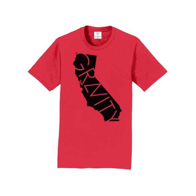 Gravity TradIng T-Shirt à Manches Courtes Cali - Rouge Athlétique - Logo Noir - Petit