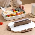 thumbnail image 4 of LSLJS 304 Stainless Steel RectangularLunch Box with Cutlery Four Compartments Lunch Box Adult Students with Rice Lunch Box Stainless Steel Square Lunch Boxs, 4 of 6