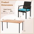 thumbnail image 3 of Costway 7PCS Patio Rattan Dining Chair Table Set W/ Cushion & Hole Turquoise, 3 of 10