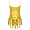 thumbnail image 2 of TSSOE Robe de Danse Latine à Sequins pour Filles Justaucorps Patinage Artistique Tango Rumba Samba Costume Or 10, 2 of 7