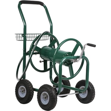 FDW Garden Hose Reel Cart Green 300' Heavy Duty, Easy Assembly, 1 Count