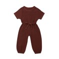 thumbnail image 1 of Sylvamorning Infant Baby Romper Solid Color Short Sleeve Elastic Waist Jumpsuit, 1 of 7