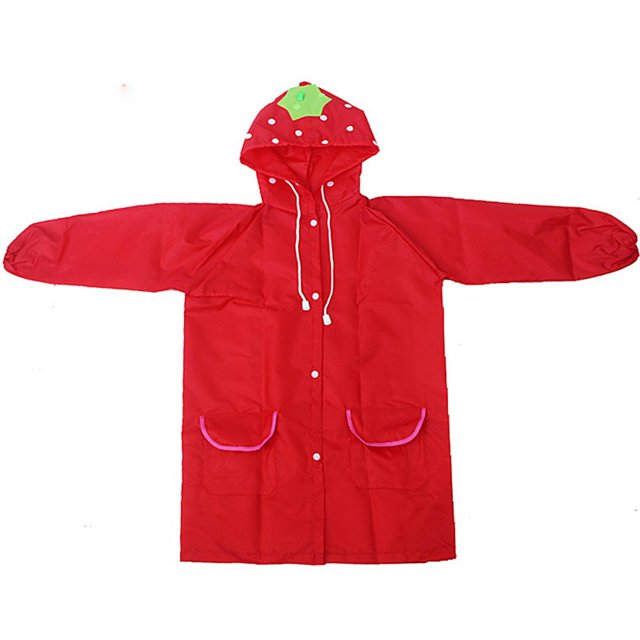 Children‘s Boys Girls Dinosaur Rainbow Printed Button Rain Jacket Hooded Windproof Raincoat