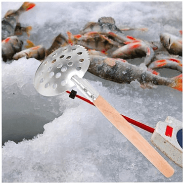 Serrated Ice Fishing Spoon,Metal Ice Scoop, Fishing Skimmer Scoop, Ice Fishing Filter Spoon,Fish Landing Spoon Ice Scoop