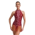 thumbnail image 1 of RUNQHUI Robe de Danse de Salon Sans Manches à Franges Brillantes Salsa Tango Col en V Lyrique Jazz Bourgogne m, 1 of 6