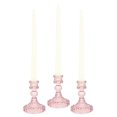 thumbnail image 2 of Weddingstar Vintage Style Pressed Glass Candle Holder - Pink - Set of 3, 2 of 4