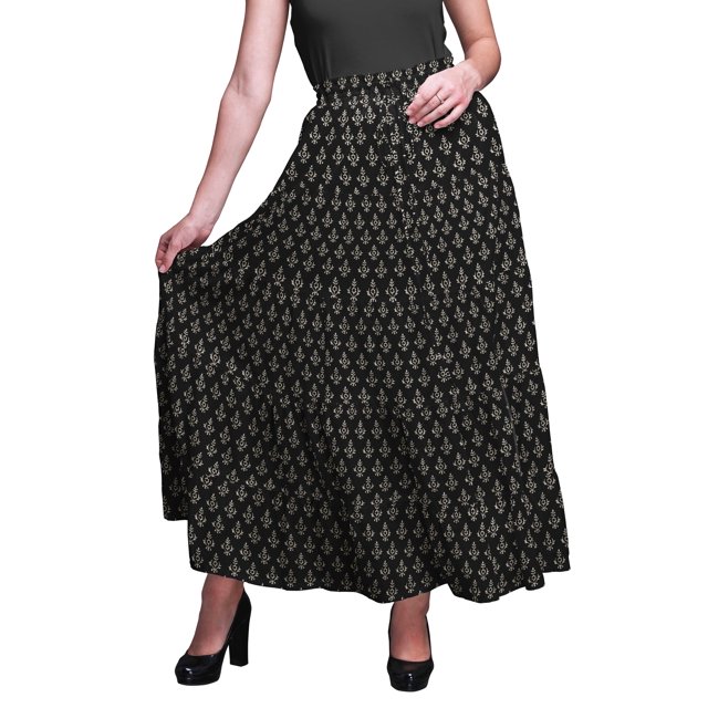 Bimba Jupes Maxi Imprimées Femmes Style Bohème Gitane Longue Jupe en Coton