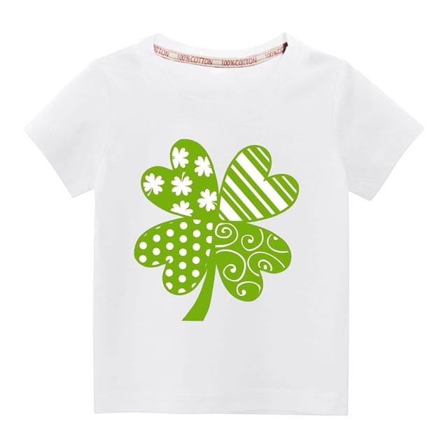 MeetoTime T-shirt Uni à Col Rond pour Tout-Petits Enfants Imprimé Fête de la Saint-Patrick Manches Courtes pour Garçons Filles