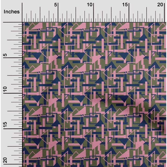 oneOone Viscose Jersey Fabric Square & Triangle Geometric Printed Fabric 1 Yard 60 Inch Wide