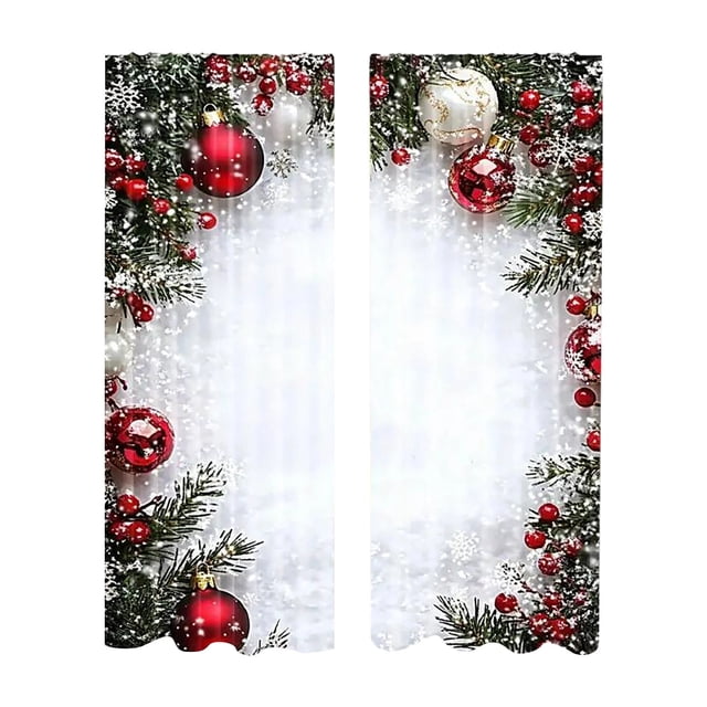 Hearth & Gear Rideaux Imprimés pour les Fêtes 2 Pcs de Rideaux Plats 2D Imprimés Rouges avec Flocon de Neige et Motifs Adaptés à la Chambre à Coucher Panneaux de Salon Rideau pour Lin Rideaux de Douche pour Salle de Bain
