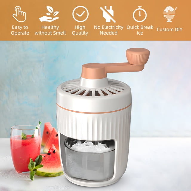 Machine à Crème Glacée Rasée - Machine à Fabriquer des Slushies à Manivelle avec Bac à Glaçons Gratuit, Machine Portable pour Cornets de Neige avec Lames en Acier Inoxydable pour Crème Glacée / Cornet de Neige