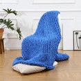 thumbnail image 4 of Comtest Chunky Knit Throw Blanket Chenille, Denim Blue, 40"x40"(Single Sofa), 4 of 6