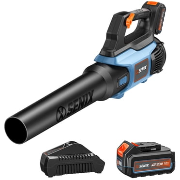 SENIX BLAX2-M3 Souffleuse à Feuilles Portative à Batterie 20 V, 100 Mi/h à 450 CFM, Sans Balais, Vitesse Variable, avec Batterie 5,0 Ah et Chargeur Inclus