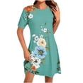thumbnail image 2 of Ovzne Robes Grande Taille pour Femmes aux Formes Robe Mode pour Femmes à Col Rond à Manches Courtes Robe Chandail Imprimée Robe pour Femmes à Manches Courtes Liquidation, 2 of 5