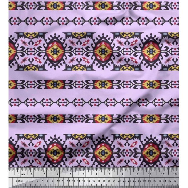 Soimoi Velvet Fabric Aztec Southwestern Print Fabric by Yard 58 Inch Wide