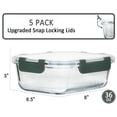 thumbnail image 3 of LuxeLine 5-Pack Borosilicate Glass Meal Prep Containers (36oz) - Airtight Lids, Stackable, Microwave/Oven/Freezer/Dishwasher Safe (4.5 Cup), 3 of 7