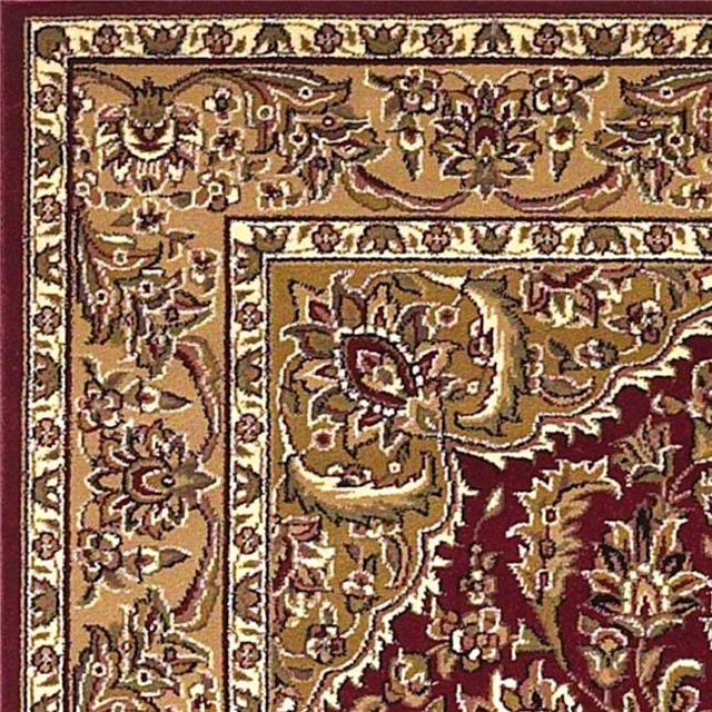 HomeRoots 352871 Tapis Octogonal en Polypropylène Rouge et Beige 7 Pi. 7 Po.
