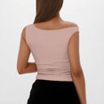 thumbnail image 4 of Plebaso Débardeurs pour Femmes à Épaules Dénudées Sans Manches Ajustés Courts Froncés d'Été pour Sorties T-Shirts, 4 of 7
