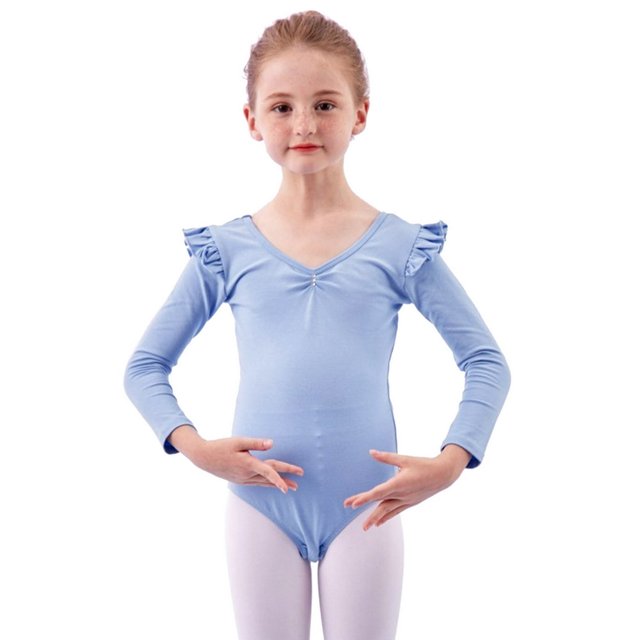 Robe de Danse à Manches Longues pour Tout-Petites Filles Automne Hiver, Robe d'Entraînement à Volants, Vêtements de Ballet pour Filles