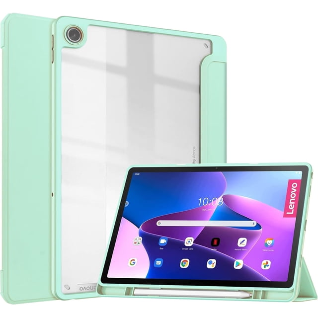 KOMI Tablet PC Case Case Compatible with Lenovo Tab M10 Plus (Gen 3 2022) 10.6"Tablet Case, TPU Slim Cover Auto Wake/Sleep Smart Case with Clear Transparent Back Shell Back tablet protection Green