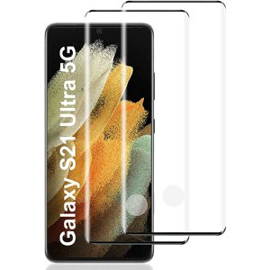 (2 Paquet) Galaxy S21 Ultra Protecteur d'écran, empreinte digitale Déverrouiller le support/couverture complète/film en verre HD/protecteur en verre trempé pour Samsung Galaxy S21 Ultra 5G (6.8 De pouce)