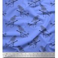 thumbnail image 1 of Soimoi Blue Poly Georgette Fabric Branch & Bird Text Print Sewing Fabric Yard 42 Inch Wide, 1 of 5