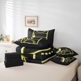 thumbnail image 4 of Ensemble de couette de sport YST, 7 pièces, Queen Size, noir jaune, thème de sport, 4 of 4