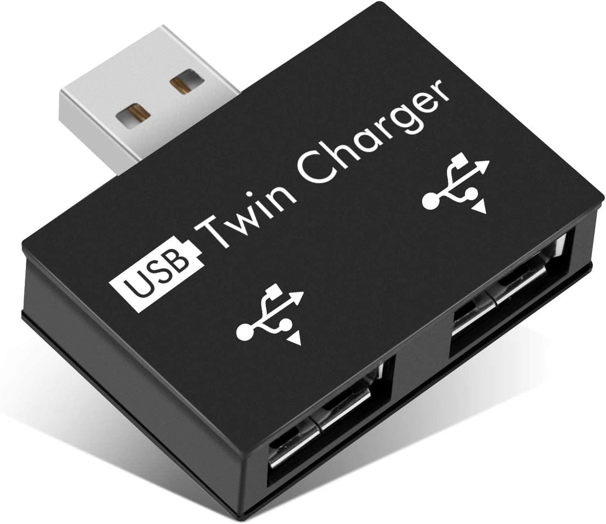 Jinsinto USB2.0 2 Port, 2 Port Portable USB Hub, Male to Dual USB Female Adapter for Laptops Desktop Computers(Black)