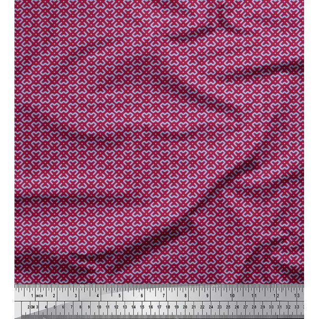 Soimoi Velvet Fabric Dot & Geometric Small Print Fabric by The Yard 58 Inch Wide