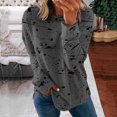 thumbnail image 2 of IROINID Liquidation Hauts pour Femmes Grande Taille Imprimé Manches Longues Confortable Respirant T-Shirt à Col Rond Hauts, Gris Foncé, 2 of 8