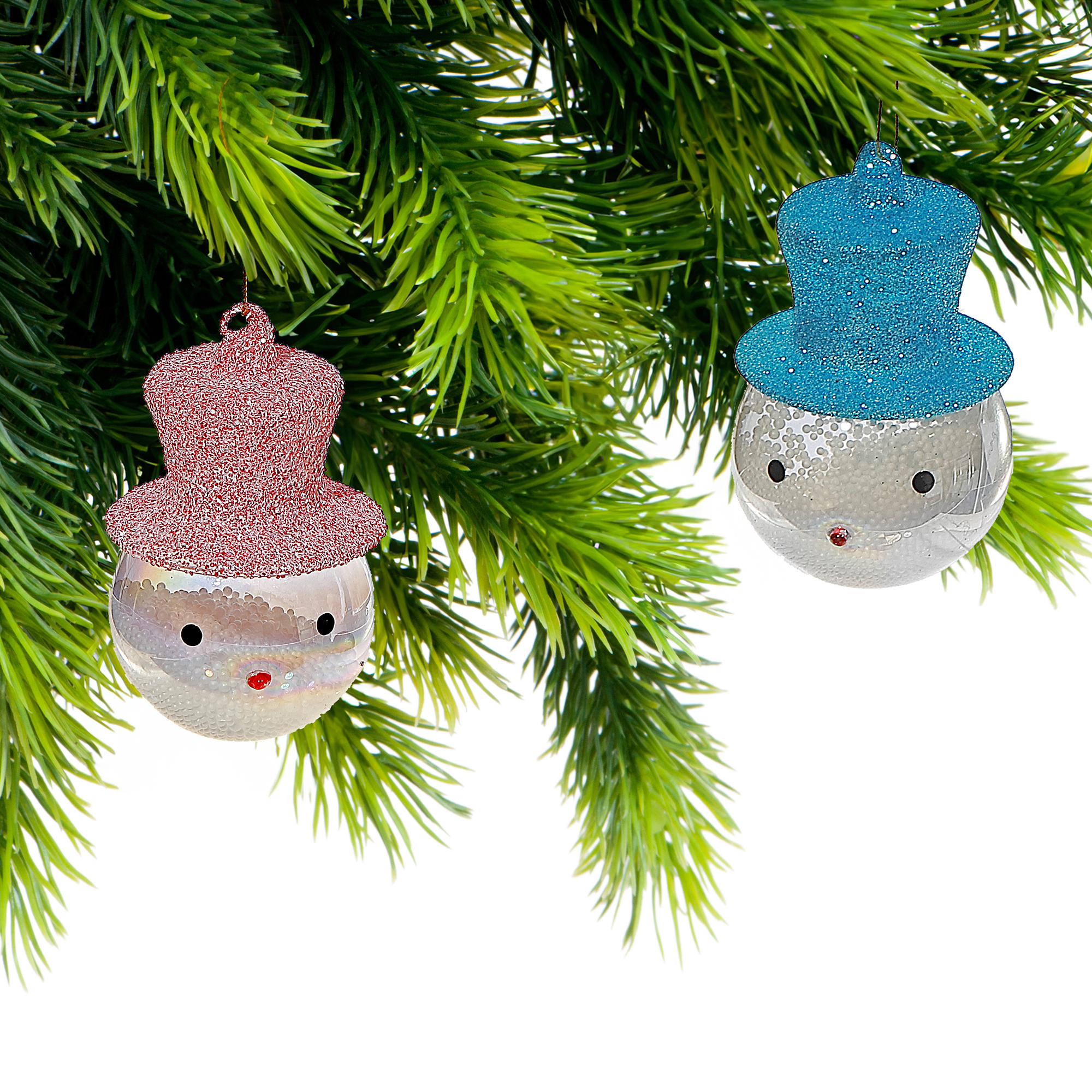 Bonhomme De Neige En Verre Avec Chapeau Haut-De-Forme (Assortiment) - Lot De 12