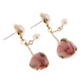 thumbnail image 4 of GUOOL 1 Paire de Boucles d'Oreilles en Résine Époxy 3D Fleurs Séchées Naturelles Bijoux B, 4 of 9