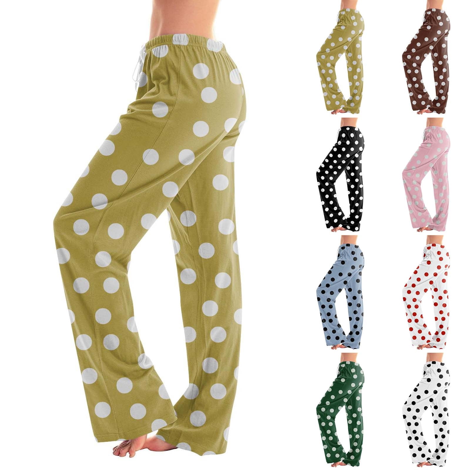 Yuyuzo Pajamas Pants for Women Elastic Waisted Baggy Printed Loungewear Wide Leg Sleepwear Comfy Soft Pjs Bottoms
