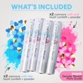 thumbnail image 3 of Gender Reveal Confetti Cannon - 4 Pack - Blue and Pink Biodegradable Gender Reveal Smoke Bombs and Heart Shaped Confetti Poppers | Gender Reveal Powder Cannon | Powder Blaster Gender Reveal Machine, 3 of 9