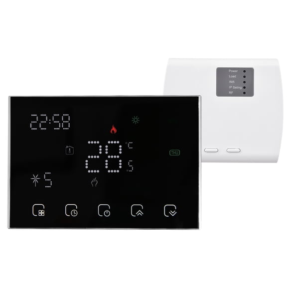 Programmable Smart Digital Thermostat Room Temperature Controller with LED Touchscreen, Compatible with Google Home Alexa for Home Market, Factory, School, Office, Hotel, Gas Boiler Heating