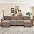 thumbnail image 2 of Bonzy Home Canapé Sectionnel Modulaire pour Salon Canapé en Forme de U avec Ottoman Brun, 2 of 8