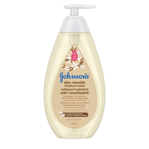 Nettoyant hydratant Johnson's Soin nourrissant Vanille et avoine - Soins de la peau pour bébés - Peau sensible - Parfum de vanille - 600 ml