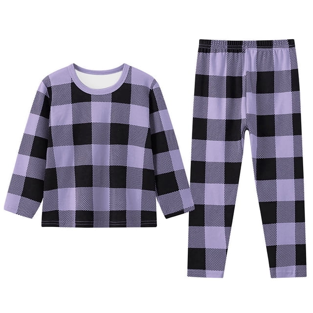 WEAIXIMIUNG Tout-Petits Enfants Bébés Garçons Filles Pyjamas à Carreaux Imprimés Manteaux d'Hiver Pantalons Ensembles Tenue 4-5 Ans