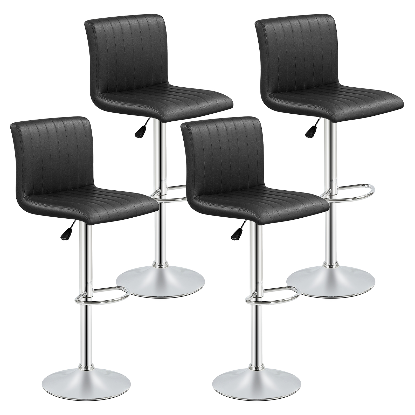 Gymax Bar Stools Set of 4 Adjustable Swivel Barstools w/Back & Footrest for Kitchen